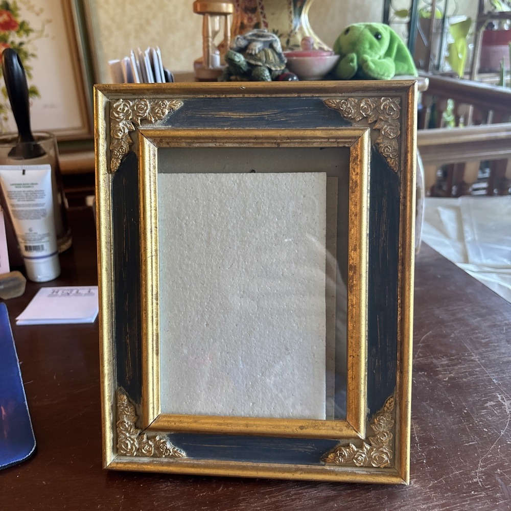 Beautiful Ornate Blue and Gold Toned Picture Photo Frame 5x7